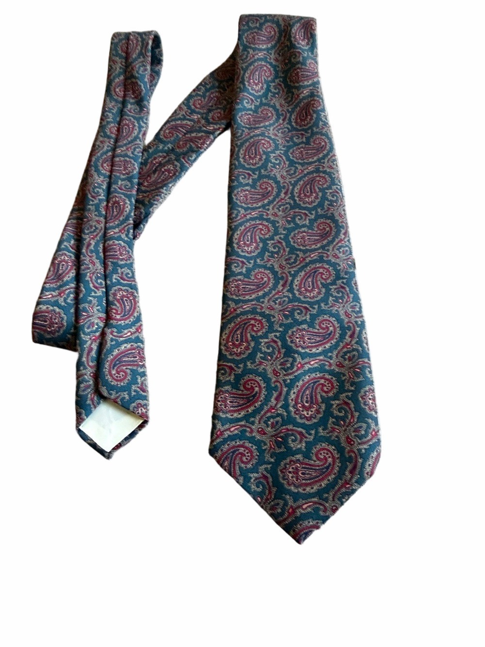 Paisley Silk Neck Tie in Teal and Burgundy -